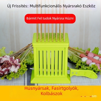 Grillnyárs eszköz, új modell, alkalmas golyó alakú húspogácsákhoz és kolbászokhoz, tiszta kezek