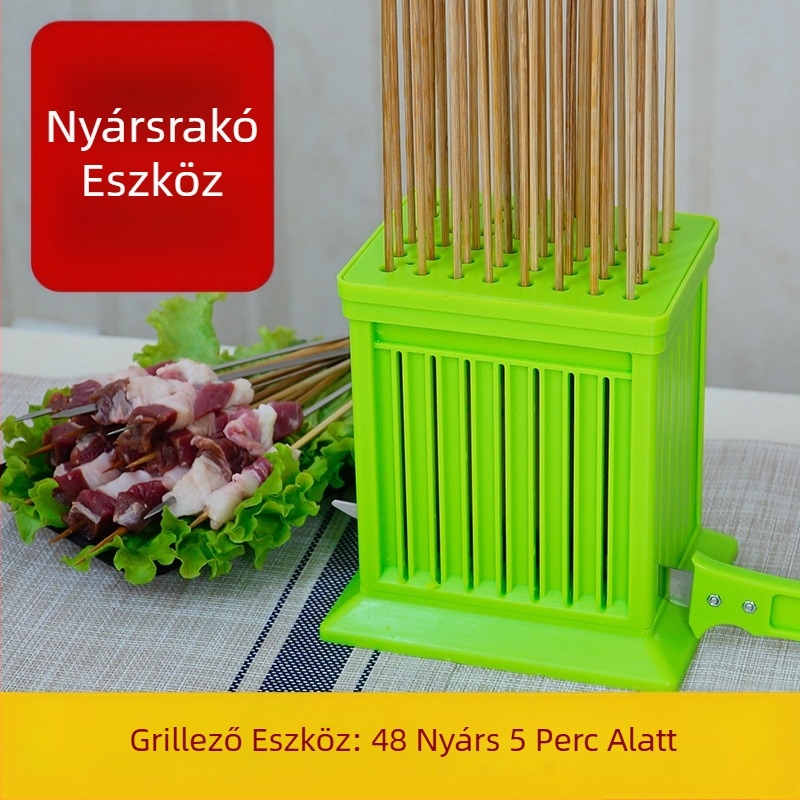 Grillnyárs eszköz, új modell, alkalmas golyó alakú húspogácsákhoz és kolbászokhoz, tiszta kezek