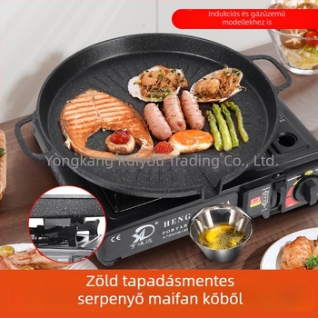 Maifan kő Koreai stílusú grillszelet indukciós főzőlapokhoz és patronos gázfőzőkhöz, tapadásmentes külső grillhez