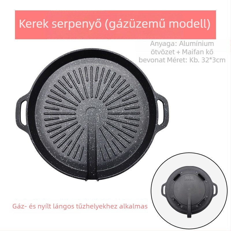 Maifan kő Koreai stílusú grillszelet indukciós főzőlapokhoz és patronos gázfőzőkhöz, tapadásmentes külső grillhez