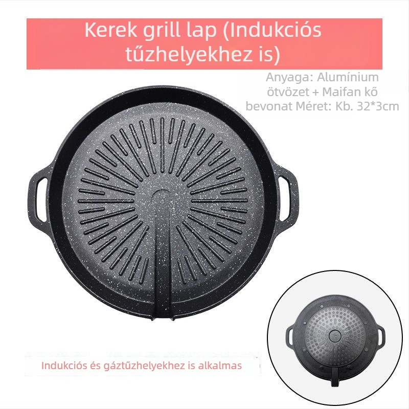 Maifan kő Koreai stílusú grillszelet indukciós főzőlapokhoz és patronos gázfőzőkhöz, tapadásmentes külső grillhez