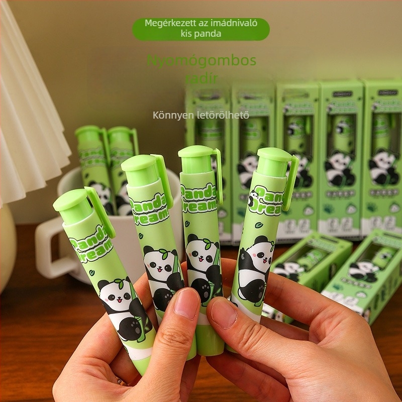 Panda nyomógombos radír, iskolai kellékek, nyom nélkül, morzsa nélkül, tiszta törlés
