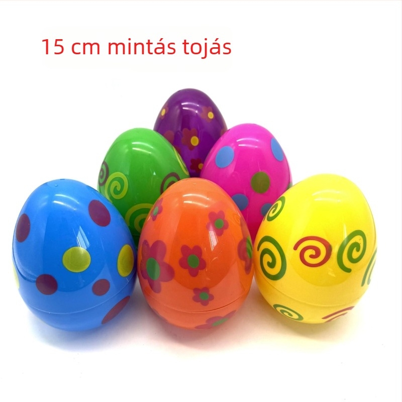 Húsvéti tojások, 15 cm, színes nyomtatott mintákkal, csavart gashapon tojások