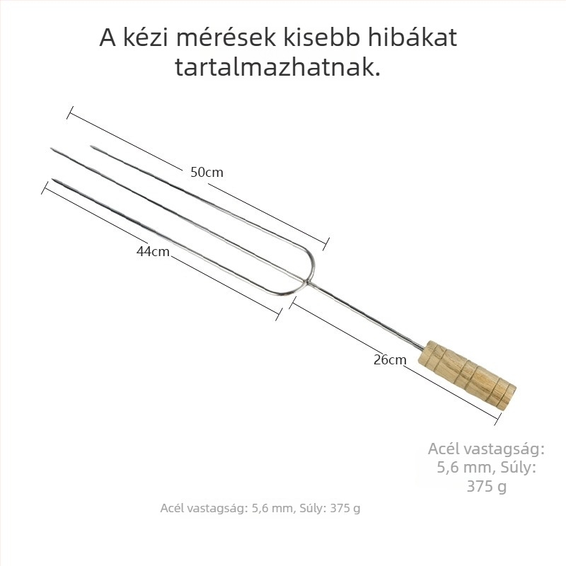 Rozsdamentes acél grillnyársak, 60 cm, két- és háromágú kivitel, kereskedelmi felhasználásra, brazil báránycomhoz, csirkéhez és nyúlhoz