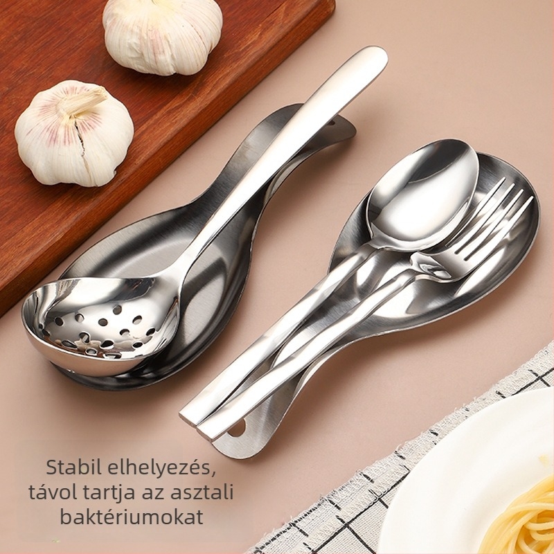 Rozsdamentes acél kanál-tartó, tálca evőeszközökhöz, leveskanál tartó, élelmiszer-klipsz tálca, vastagított tálca