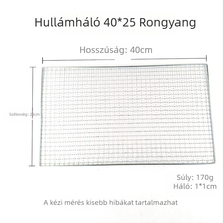 Rongyang vasdrót grillsütő rács, négyzet alakú, elektroplatált, kültéri használatra