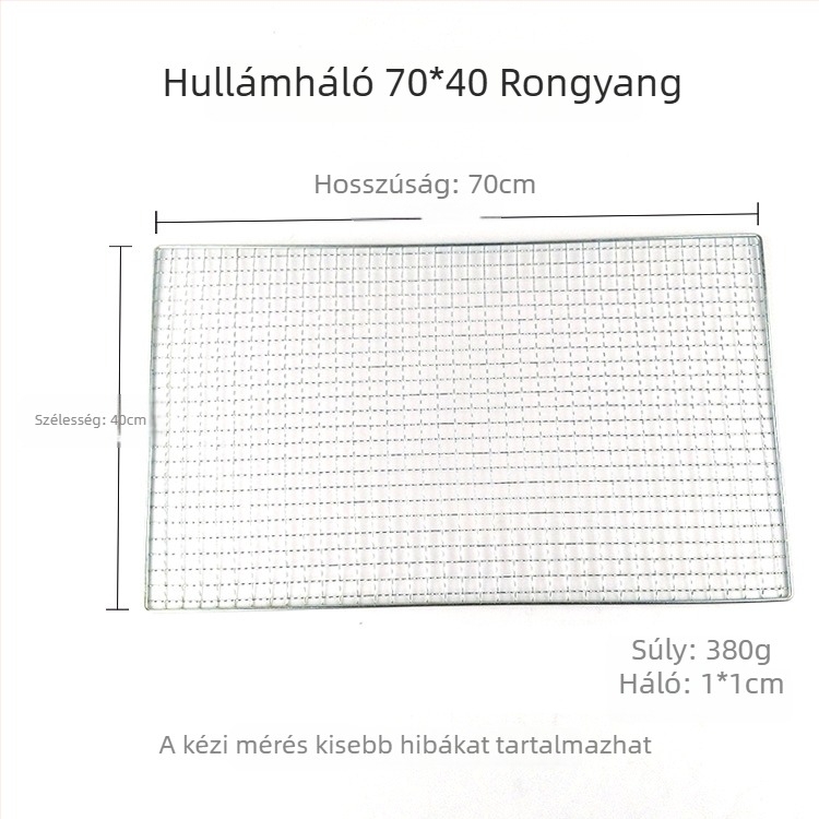 Rongyang vasdrót grillsütő rács, négyzet alakú, elektroplatált, kültéri használatra