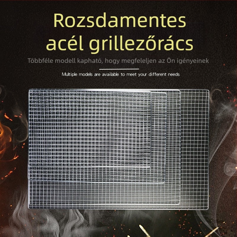 Hosszúkás téglalap alakú rozsdamentes acél grillrács kültéri grillezéshez