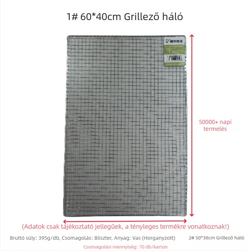 Hosszúkás téglalap alakú rozsdamentes acél grillrács kültéri grillezéshez