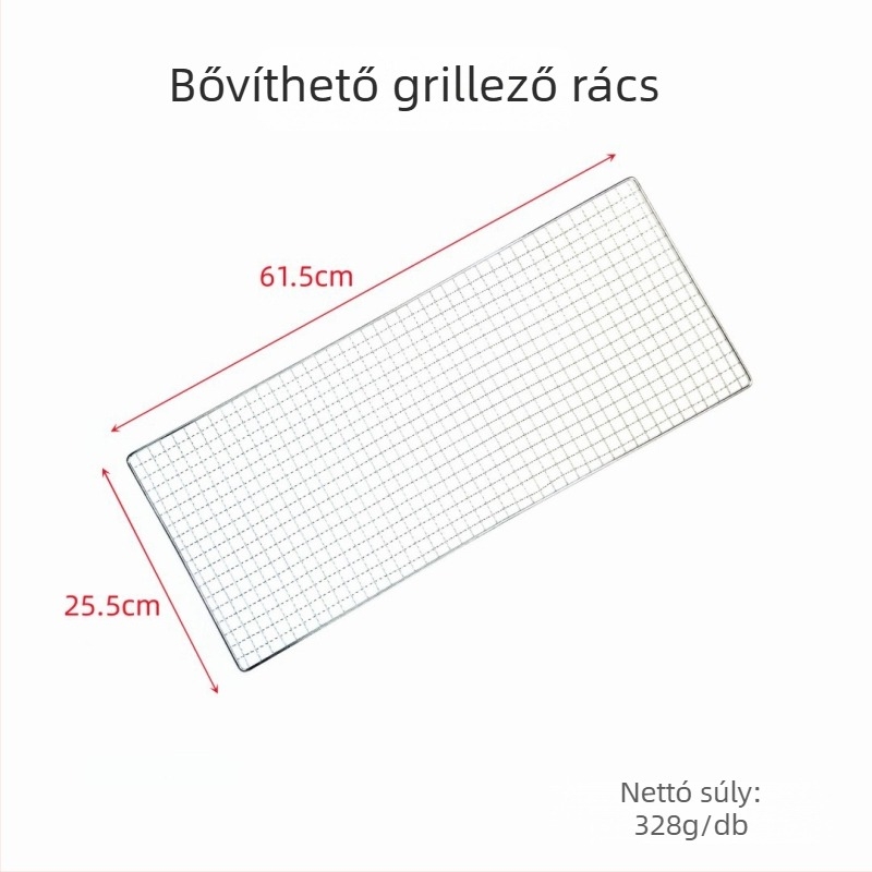 Hosszúkás téglalap alakú rozsdamentes acél grillrács kültéri grillezéshez