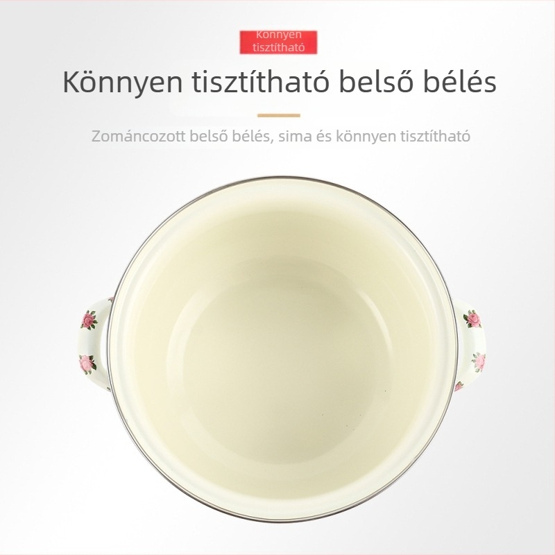 Öt darabos zománcozott edénykészlet, 18–26 cm, üvegfedőkkel, kétfülű lábas