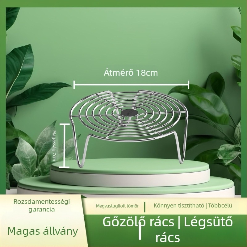 Vastagított rozsdamentes acél gőzölő tálca és keret, magas lábú gőzölő háló wokhoz és rizshez