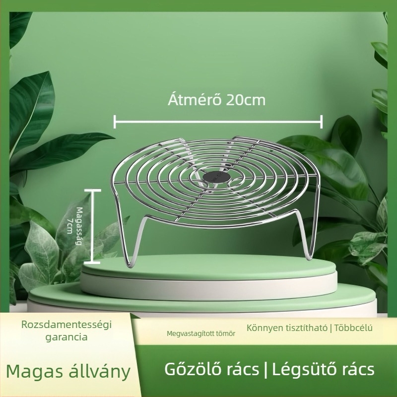 Vastagított rozsdamentes acél gőzölő tálca és keret, magas lábú gőzölő háló wokhoz és rizshez
