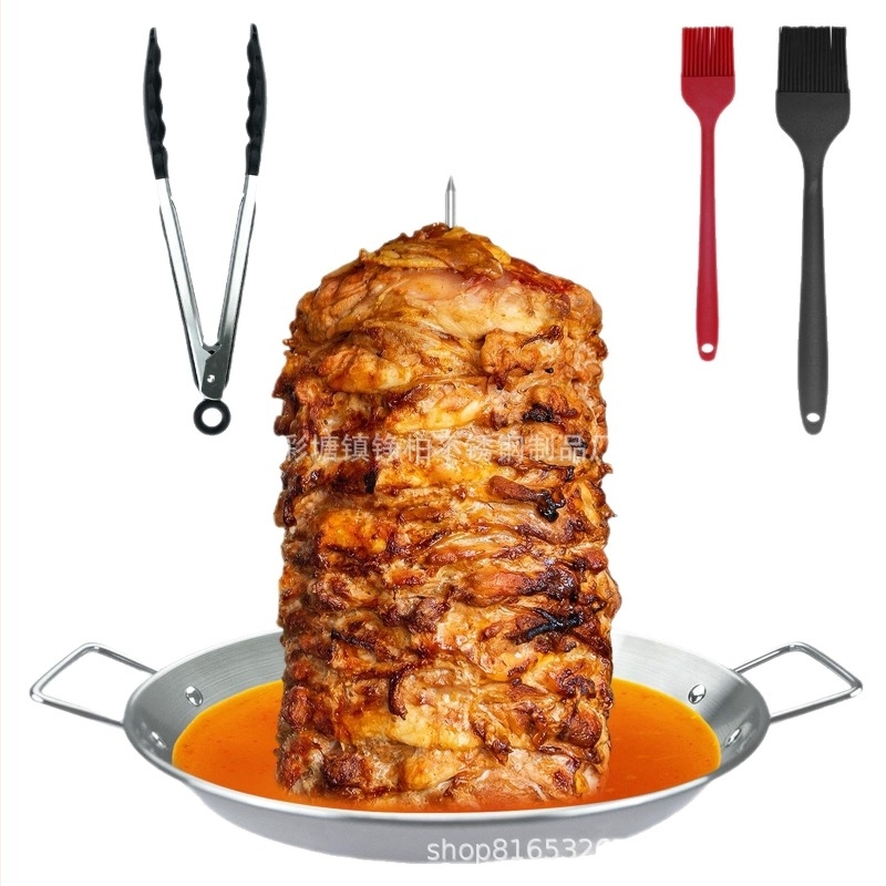 Rozsdamentes acélból készült függőleges barbecue grill csirketálca kiegészítő, 3 levehető rács, ecset és kesztyű