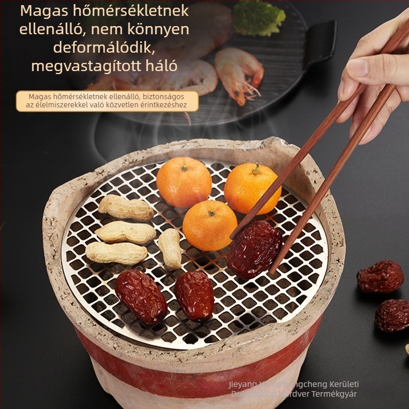 Kör alakú rozsdamentes acél grillrács 410, kültéri tűzhelyhez, hordozható, vastagított sütőháló
