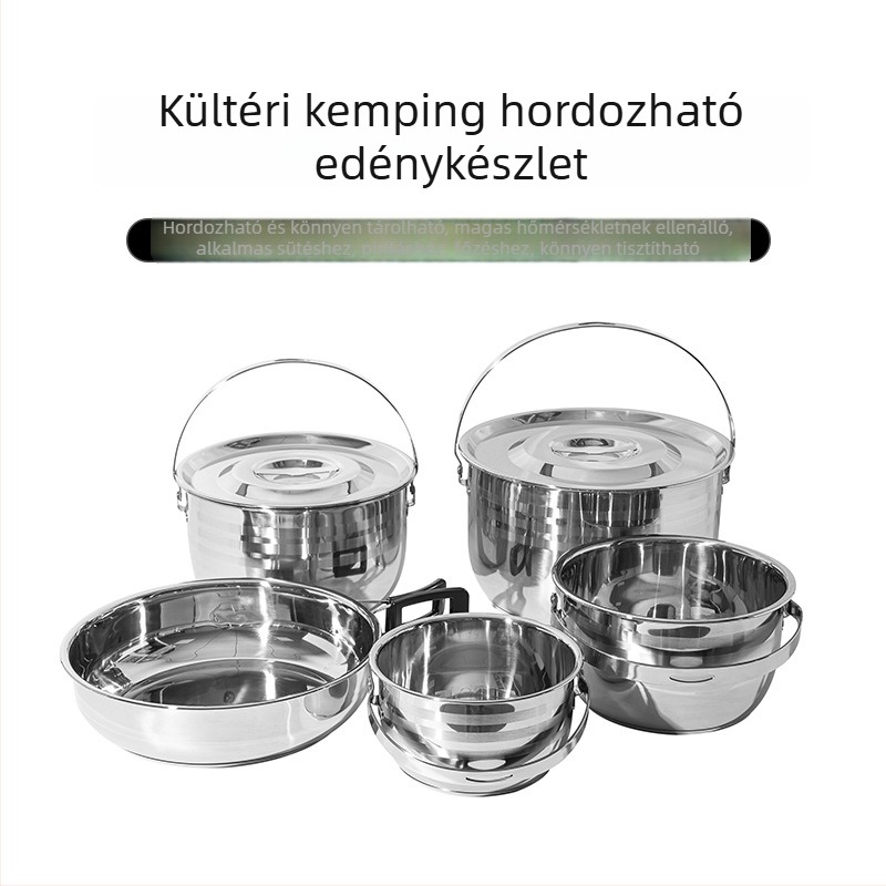 Kültéri edénykészlet – hordozható kemping konyhafelszerelés, piknik felszerelés és teljes tűzhelykészlet