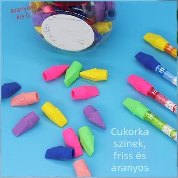 Elvesztés elleni ceruzakap, aranyos radírral, nyom nélkül, ceruzahegyvédő, általános iskolások rajzvizsgáihoz