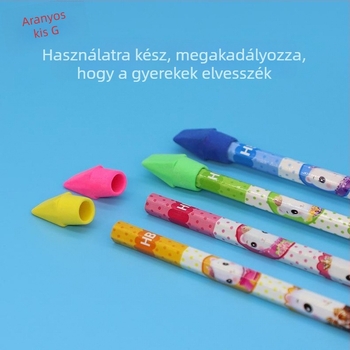 Elvesztés elleni ceruzakap, aranyos radírral, nyom nélkül, ceruzahegyvédő, általános iskolások rajzvizsgáihoz