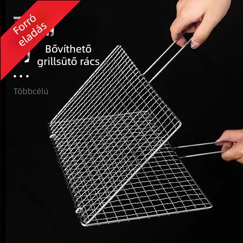 Rozsdamentes acél BBQ grill-hálólemez, klipsz a halat grillezéshez, grillsütő kiegészítő, élelmiszer-minőségű
