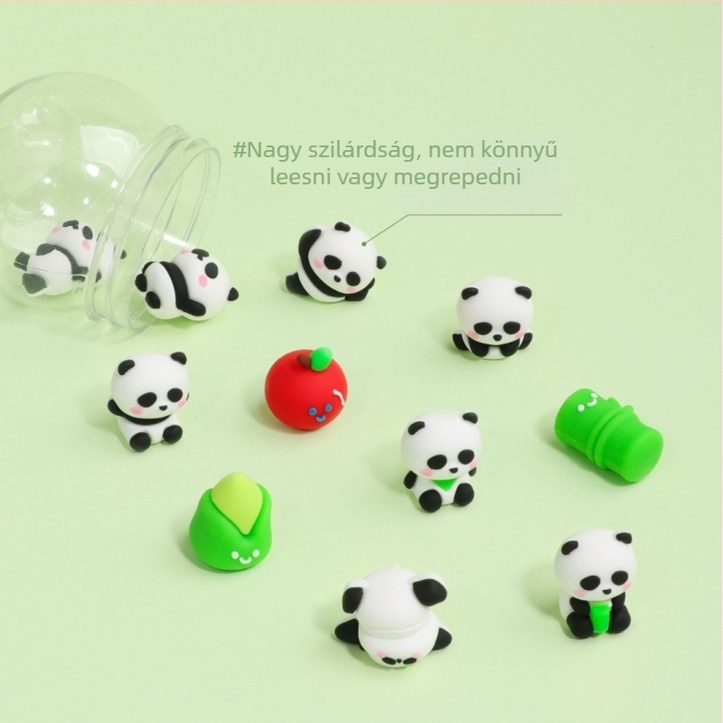 Keqi 6824 Panda radír készlet – 3D panda alakú radírok vödörben
