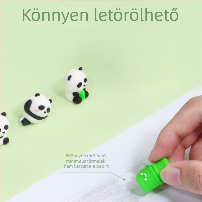 Keqi 6824 Panda radír készlet – 3D panda alakú radírok vödörben