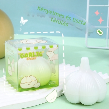 Fokhagyma formájú rajzfilm radír, készlet diákoknak