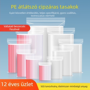 Átlátszó PE zipzáras élelmiszer-tároló tasakok, frissesség megőrzésére, kis és nagy méretben, vastagított kivitelben