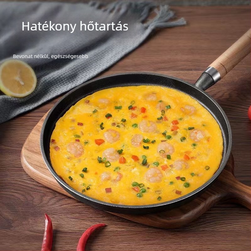 Vastagított öntöttvas serpenyő pizza és palacsinta számára, bevonat nélküli, sík aljzat