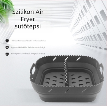 Négyzet alakú szilikon sütőlap forrólevegős sütőhöz, 8 hüvelykes összecsukható tepsi szeparátorral