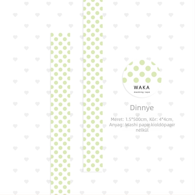 Waka Waka pöttyös Washi szalag – Napló dekorációs matricák, Színes pöttyök, téphető, aranyos japán stílusú kollázsmateriálok
