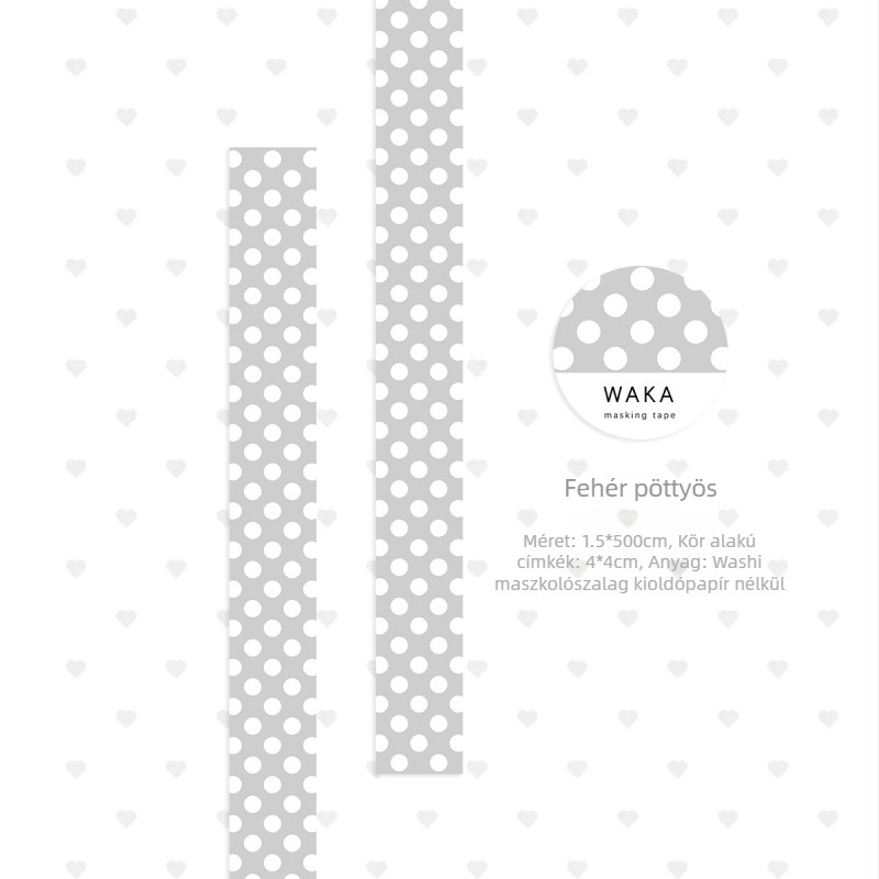 Waka Waka pöttyös Washi szalag – Napló dekorációs matricák, Színes pöttyök, téphető, aranyos japán stílusú kollázsmateriálok
