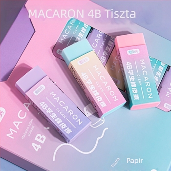 Macaron-stílusú, több színű 4B radírok, iskolásoknak, puhák és nyom nélkül, 20 darabos készlet