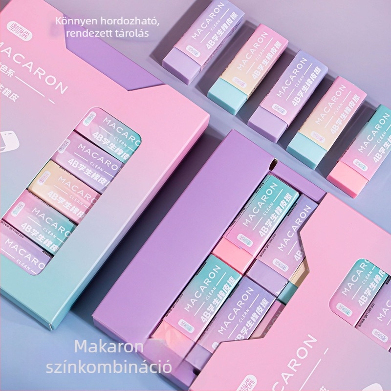 Macaron-stílusú, több színű 4B radírok, iskolásoknak, puhák és nyom nélkül, 20 darabos készlet
