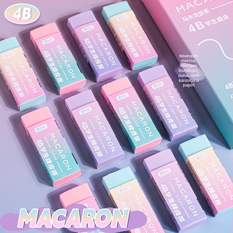 Macaron-stílusú, több színű 4B radírok, iskolásoknak, puhák és nyom nélkül, 20 darabos készlet