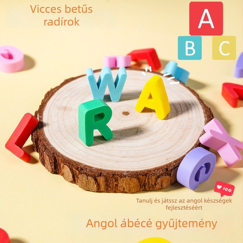 ABC betűkből álló radír, 26 betű, vidám iskolai írószer, ajándék