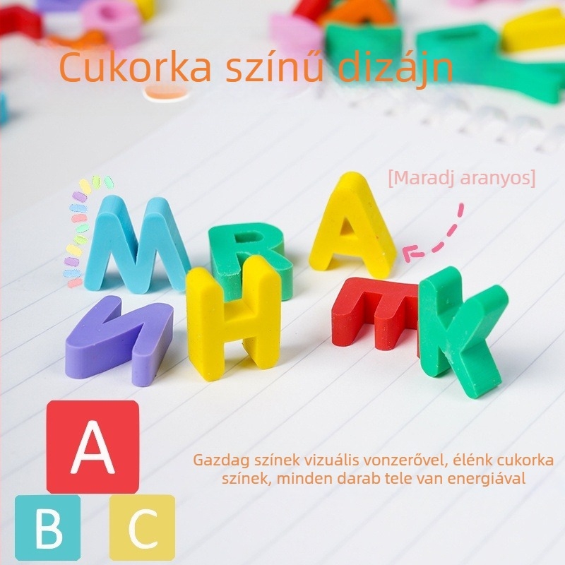 ABC betűkből álló radír, 26 betű, vidám iskolai írószer, ajándék
