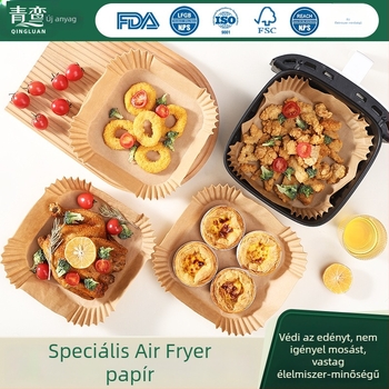 Sütőpapír az air fryer-hez BBQ matraccal, vastag élelmiszeripari szilikon-olajos papír, sütéshez, olajfelszívó és olajelválasztó papír