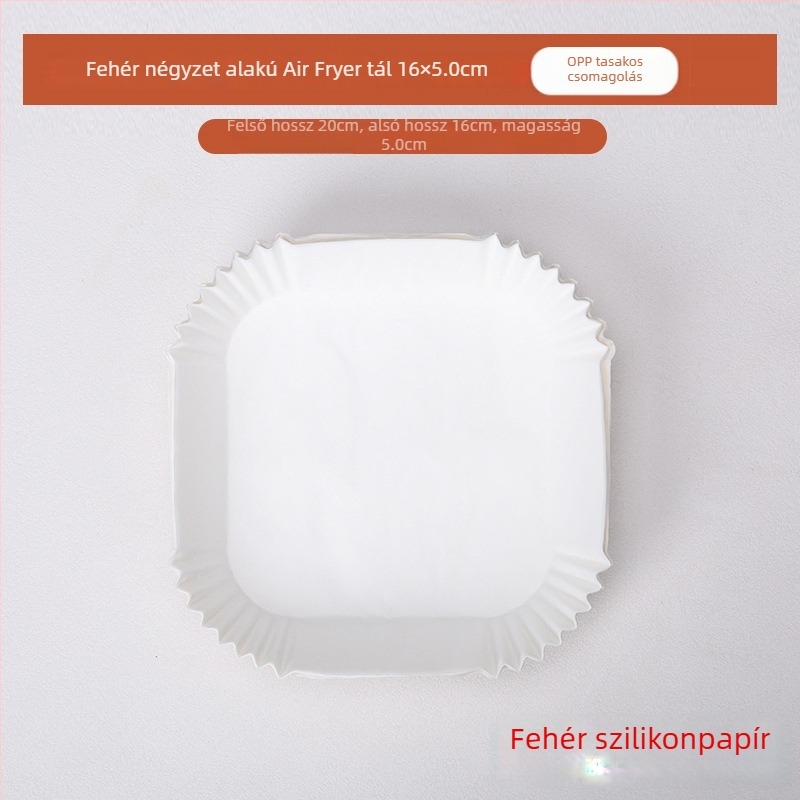 Sütőpapír az air fryer-hez BBQ matraccal, vastag élelmiszeripari szilikon-olajos papír, sütéshez, olajfelszívó és olajelválasztó papír