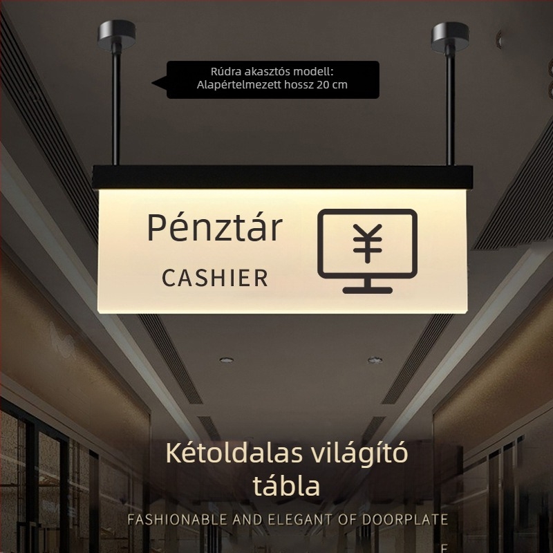 Bevásárlóközponti világító jelzőtáblák a biztonságos útvonalhoz: mosdó, kilépés, lift útmutató, ajtó- és helyiségszám táblák