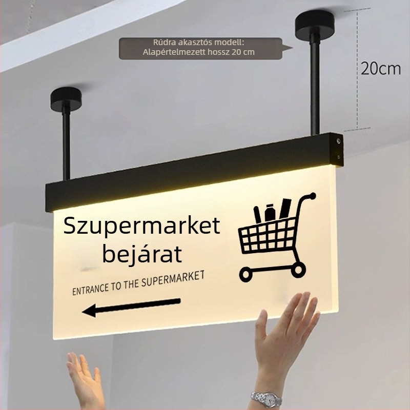 Bevásárlóközponti világító jelzőtáblák a biztonságos útvonalhoz: mosdó, kilépés, lift útmutató, ajtó- és helyiségszám táblák