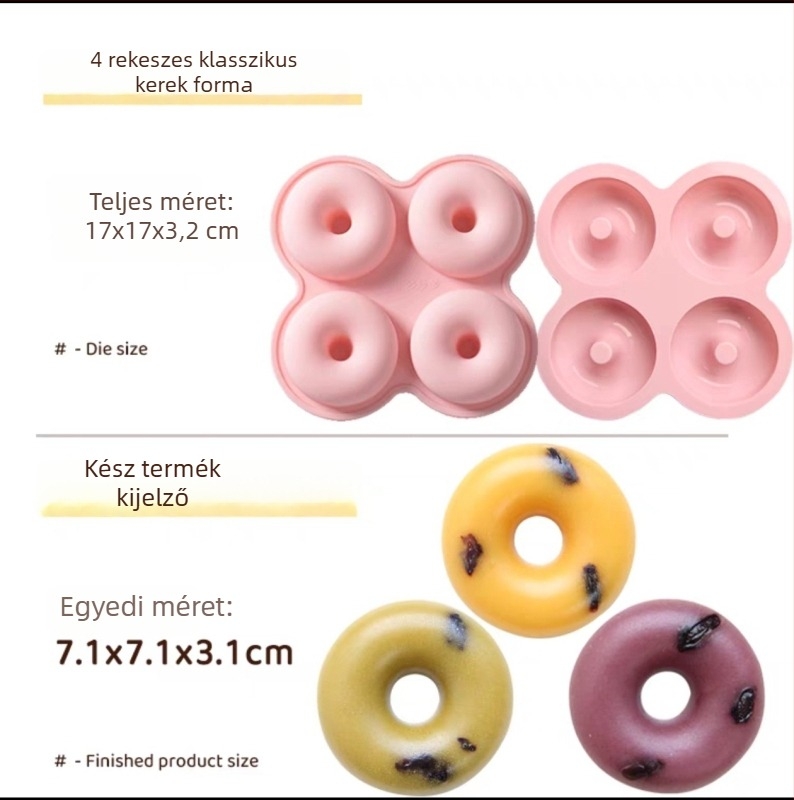 Négyrészes szilikon fánkforma sütőhöz – DIY tortaformák