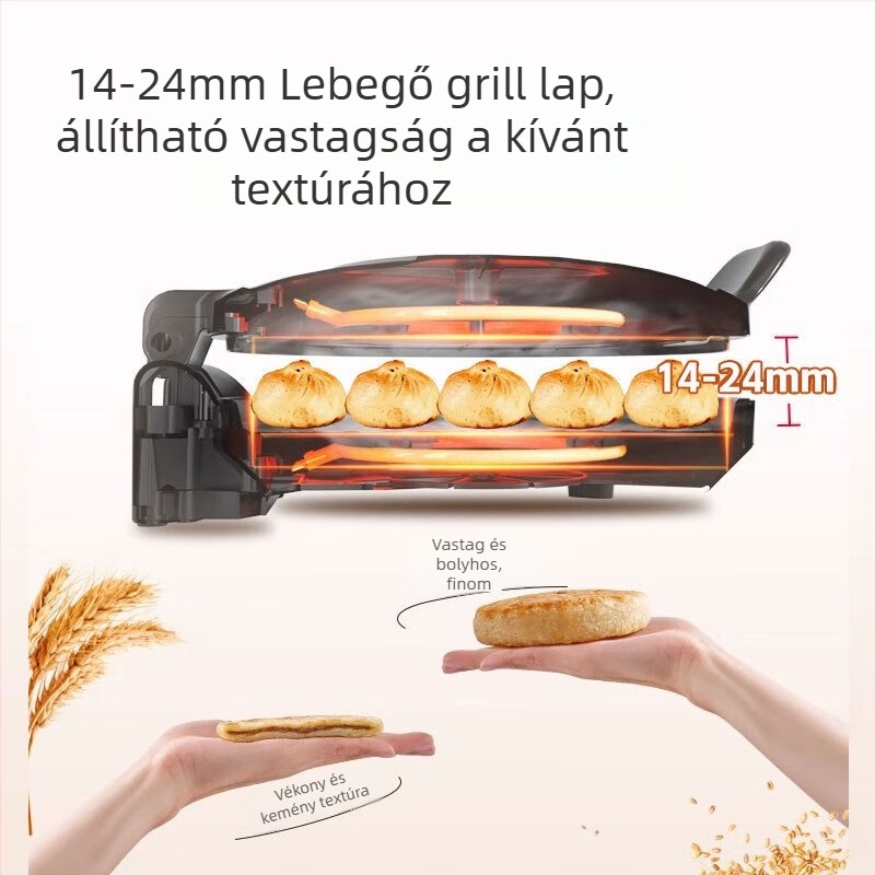 Kör alakú elektromos sütőserpenyő, 26–28 cm, kétoldali melegítés, függesztett dizájn, 2–3 személyre