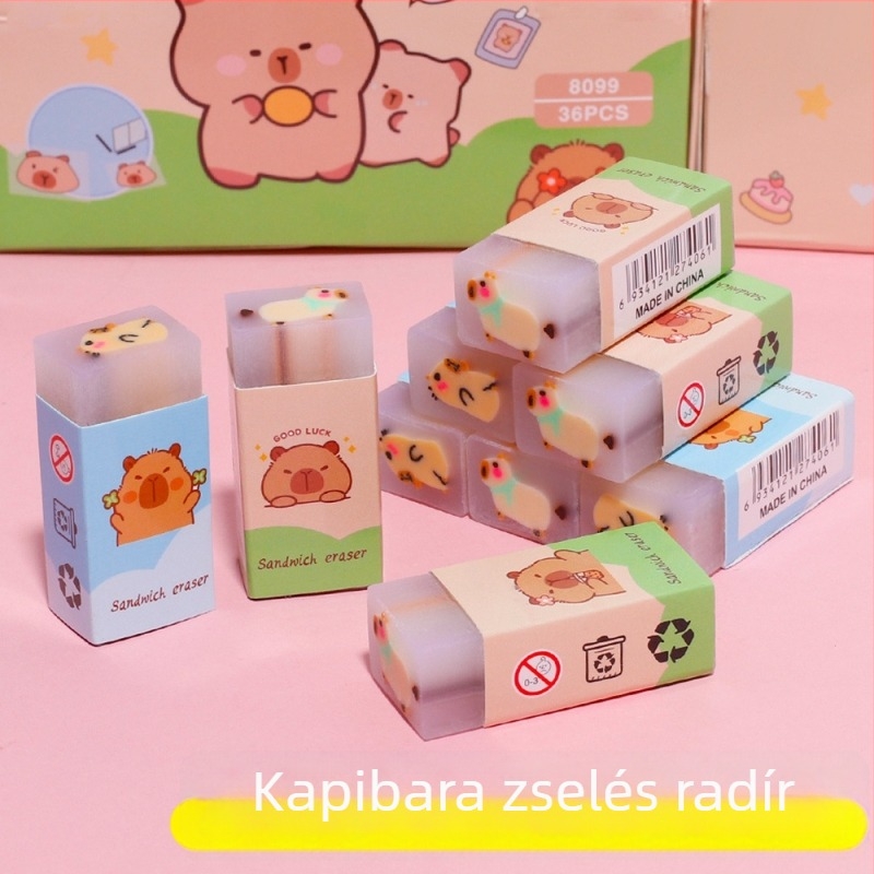 Capibara szeletelt radír — karikatúra radír, iskolásoknak, tiszta és praktikus ajándék