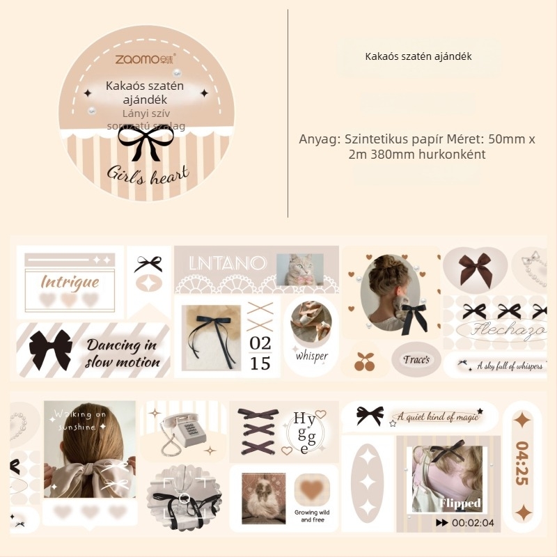 Szintetikus papírból készült kivágott mintás szalag - Lány Szíve Nyelve sorozat napló dekorációhoz (DIY Washi Tape)