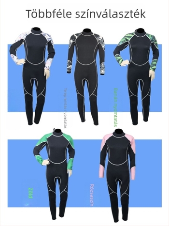 Uniszex 3 mm-es neoprén hosszú ujjú egyrészes ruha, meleg, merüléshez, snorkelhez és szörfözéshez – medúza mintával