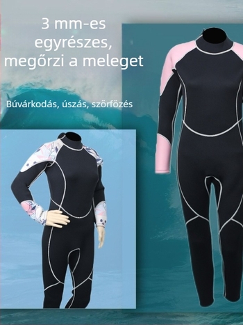 Uniszex 3 mm-es neoprén hosszú ujjú egyrészes ruha, meleg, merüléshez, snorkelhez és szörfözéshez – medúza mintával