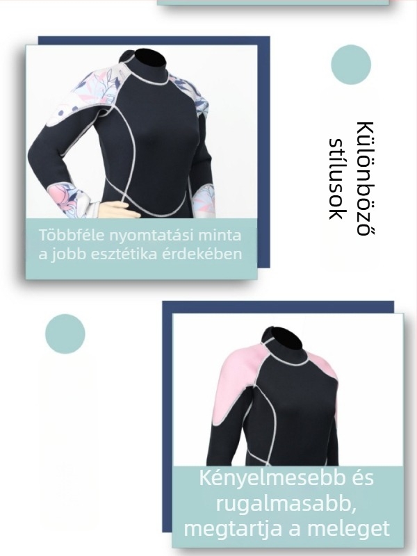 Uniszex 3 mm-es neoprén hosszú ujjú egyrészes ruha, meleg, merüléshez, snorkelhez és szörfözéshez – medúza mintával