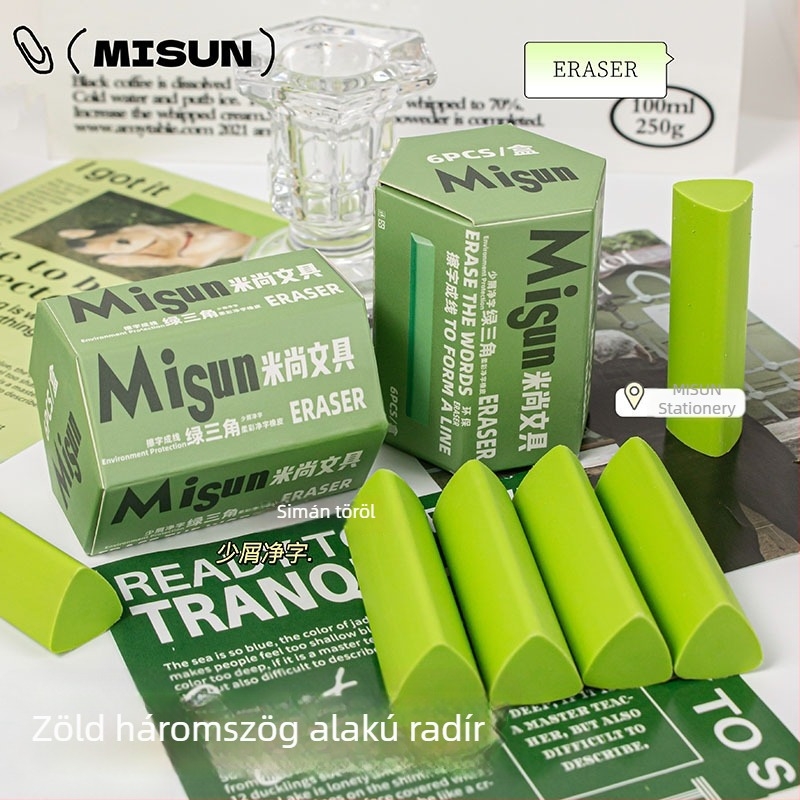 Háromszögletű radír, ultra tiszta, nyom nélkül, az alsó tagozatos gyerekeknek, kevés morzsálás, 2B