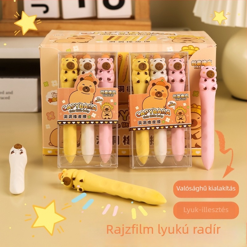 Kapibara lyukas radír gyerekeknek - könnyen használható, szórakoztató, általános iskolásoknak