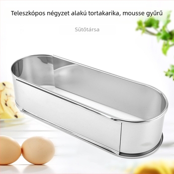 Rozsdamentes acélból készült elliptikus mousse gyűrű, tapadásmentes, teleszkópos, állítható süteményforma